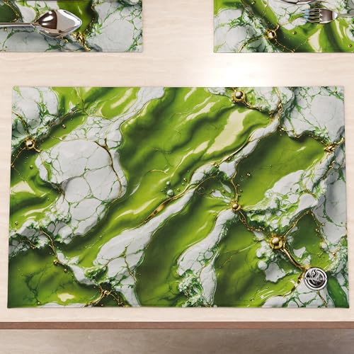MARBLELIZED - Washable American Placemats, Green Marble... - Garden & Outdoor Amazon UK à 5.71€