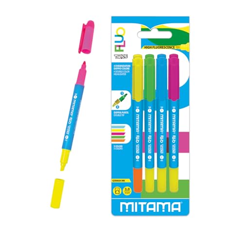 Mitama FLUO TWICE - Evidenziatori Doppia punta colori fluo... - Fournitures Bureau Amazon Italie à 4.90€