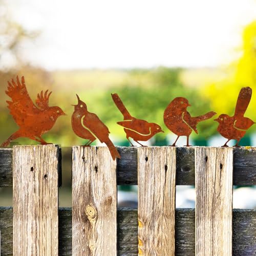 Jokapy 5Pcs Metal Bird Garden Ornaments, Rusty Birds... - Jardin & Extérieur Amazon Royaume-Uni à 5.99€