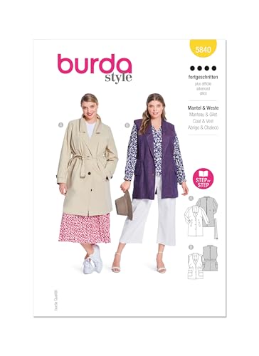 Burda Style Schnittmuster B5840 Damenmantel und Weste - Home & Kitchen Amazon Germany à 14.55€