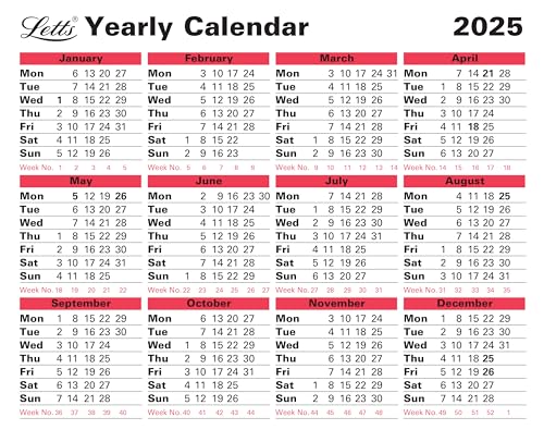 Letts of London Yearly Calendar 2025 - Fournitures Bureau Amazon Royaume-Uni à 2.70€