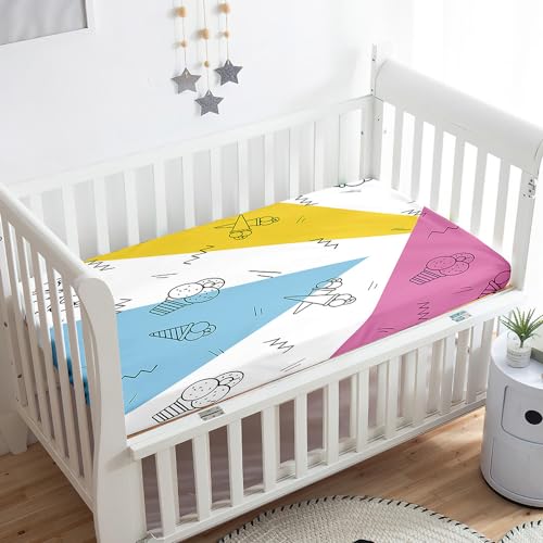 Odot Cot Bed Sheets, Ice Cream Print Bedside Cribs Fitted... - Bébé & Puériculture Amazon Royaume-Uni à 1.49€