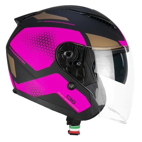 CGM Casco de Cara Abierta, 136G DNA Galaxy Negro Fucsia... - Auto & Moto en promo à 70.29€
