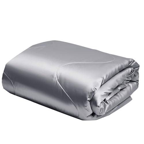 YASMENG Satin Bettdecke 135x200 Grau Satin Sommerdecke... - Maison & Cuisine en promo à 20.61€