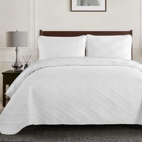 Yiran White Quilt Set King Size Fall Bedspreads Embossed... - Maison & Cuisine Amazon Royaume-Uni à 46.38€
