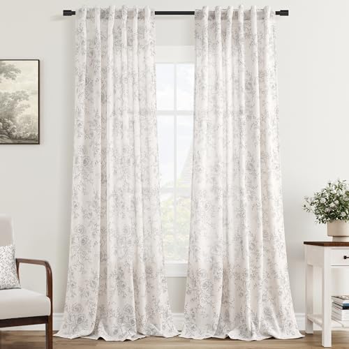 Cortinas de lino estampadas, 304.8 cm de largo para sala de... - Maison & Cuisine Amazon Espagne à 16.97€
