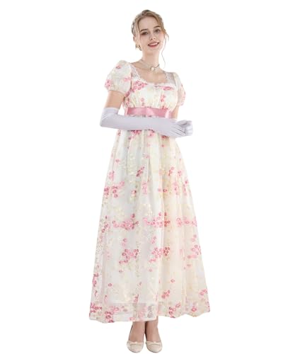 FCCAM Rosa Regency Kleider für Frauen 1800er Vintage Kleid... - Sports & Fitness Amazon Allemagne à 9.98€