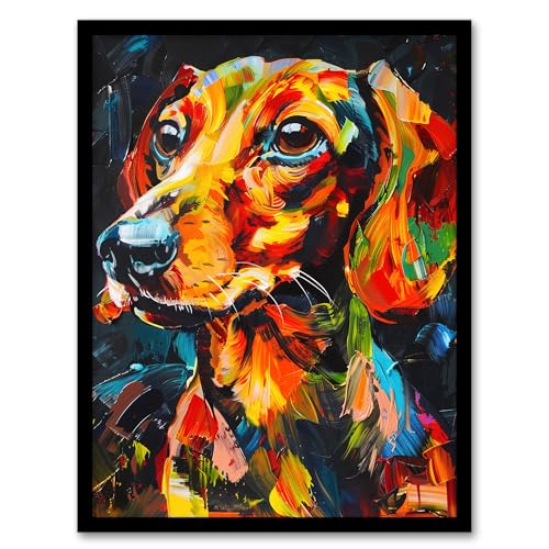 Artery8 Dachshund Sausage Dog Lover Vibrant Portrait Living... - Amazon Royaume-Uni à 9.99€