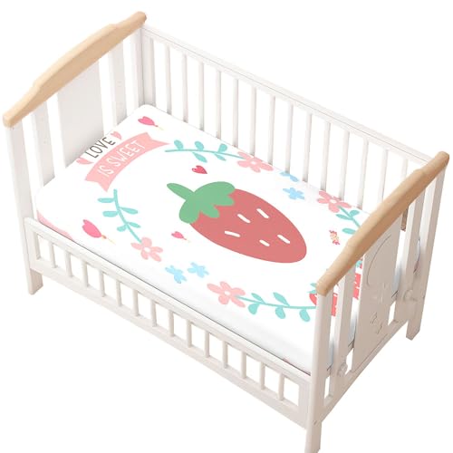 Odot Cot Bed Sheets, Strawberry Print Bedside Cribs Fitted... - Bébé & Puériculture Amazon Royaume-Uni à 1.49€