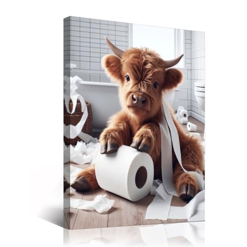 Art mural humoristique encadré vache des Highlands... - Maison & Cuisine en promo à 1.14€