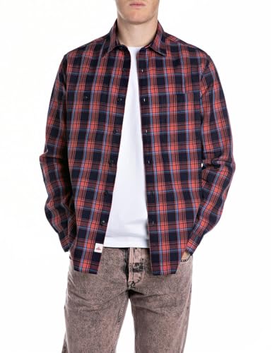Replay M4150 Camicia, 010 Navy/Lt Red, XL Uomo - Jouets & Jeux en promo à 35.36€