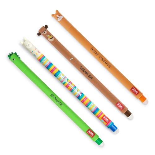 Legami - Set de 4 bolígrafos de gel borrable, temas Dino... - Jouets & Jeux en promo à 11.90€