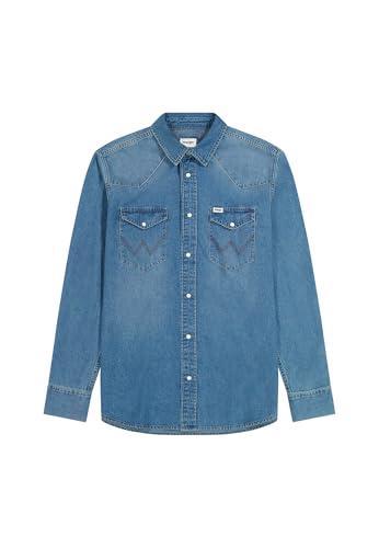 Wrangler Camiseta Occidental para Hombre, Mid Light Wash, XS - Maison & Cuisine en promo à 45.93€