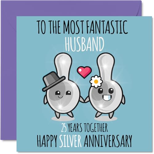 Cute Silver Anniversary Card for Husband - 25 Years... - High-Tech & Électronique Amazon Royaume-Uni à 2.24€