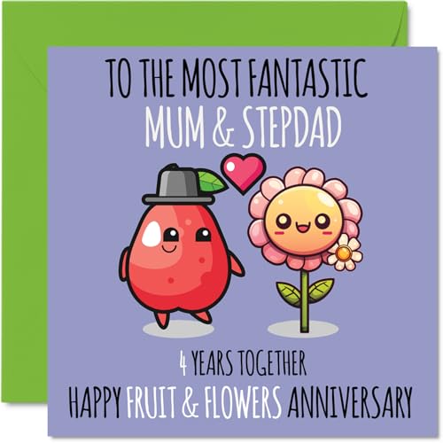 Cute Linen Anniversary Card for Mum & Step Dad - 4 Years... - Auto & Moto Amazon Royaume-Uni à 2.06€
