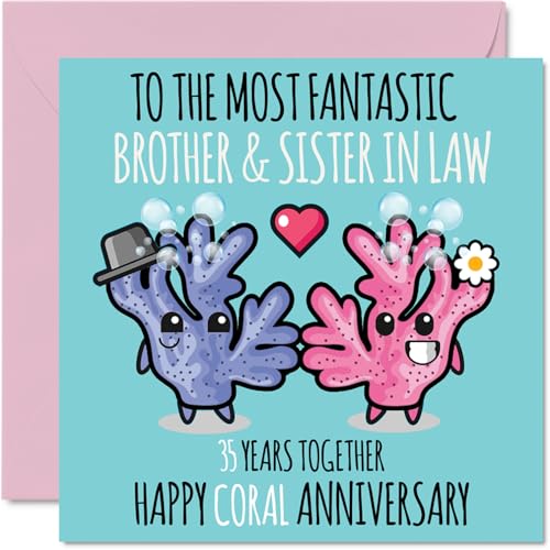Cute Coral Anniversary Card for Brother & Sister In Law... - Auto & Moto Amazon Royaume-Uni à 1.94€