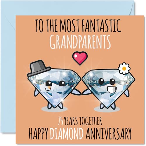 Cute Diamond Anniversary Card for Grandparents - 75 Years... - Auto & Motorcycle Amazon UK à 2.06€