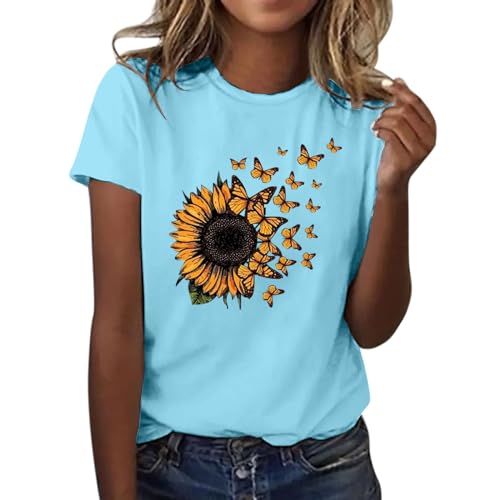 Camisetas de verano para mujer, con estampado de girasol... - Mode & Vêtements en promo à 1.66€