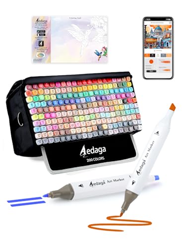 AEDAGA 200 Colours Alcohol Markers with Free App, Chisel... - Bricolage & Outils en promo à 28.89€