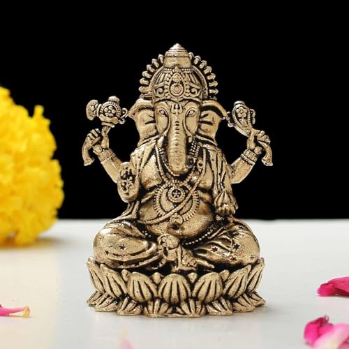 INDICAST Brass 2" Hindu God Statue Ganpati Ganesh Idol...