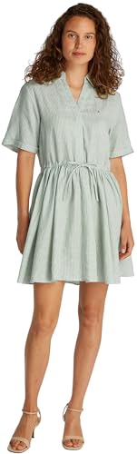 Tommy Hilfiger Donna Abito Linen Short con Cintura in Vita... - Amazon Italie à 60.11€