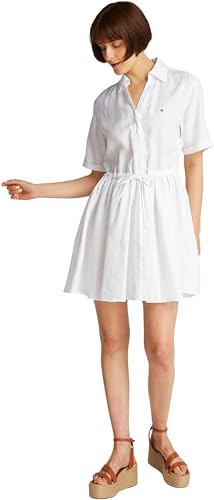 Tommy Hilfiger Donna Abito Linen Short con Cintura in Vita... - Amazon Italie à 32.97€