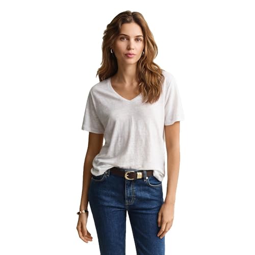 REG LINEN V-NECK SS - Maglietta, bianco, M - Amazon Italy à 21.82€