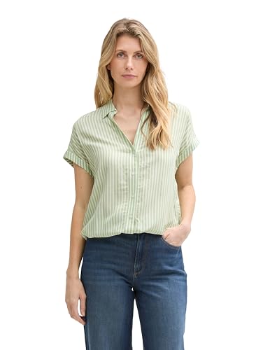 TOM TAILOR 1045239 Blusas, 37432-true Green White Thin... - Mode & Vêtements Amazon Espagne à 14.66€
