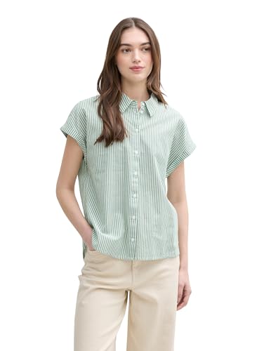 TOM TAILOR Denim 1045764 Blusas, 37253-white Green Vertical... - Mode & Vêtements Amazon Espagne à 9.33€