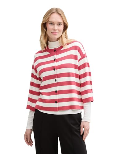 TOM TAILOR 1045480 Cárdigan de Punto, 37737-Red Offwhite... - Mode & Vêtements en promo à 21.41€