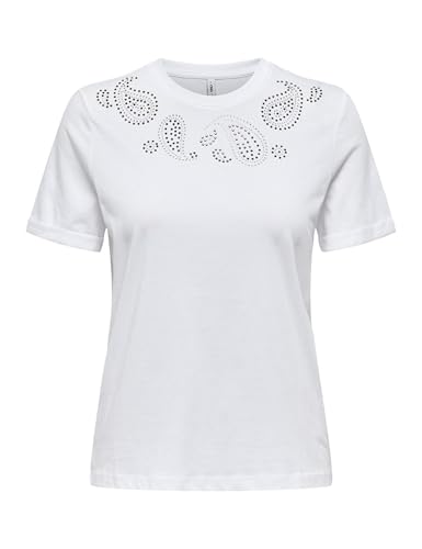 ONLY Onlhollis Life S/S JRS Haut à col Rond, Blanc... en promo à 12,31€ (-51%) sur Amazon FR