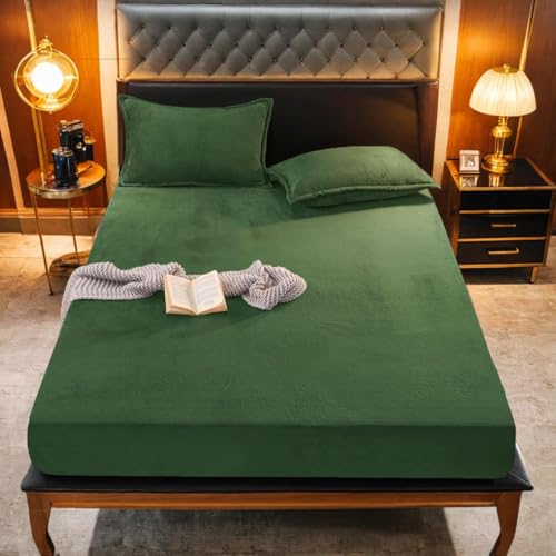 Gezu Sábana ajustable de felpa de invierno 160x200 cm Verde... - Deal du jour à 16.07€