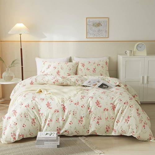 AMWAN Garden Style Pink Floral Duvet Cover Twin Chic Shabby... - Home & Kitchen Amazon UK à 18.85€
