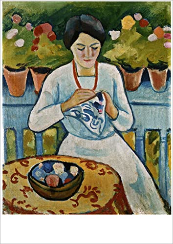 Kunstkarte August Macke Stickende Frau auf Balkon - Loisirs Créatifs Amazon Allemagne à 1.29€