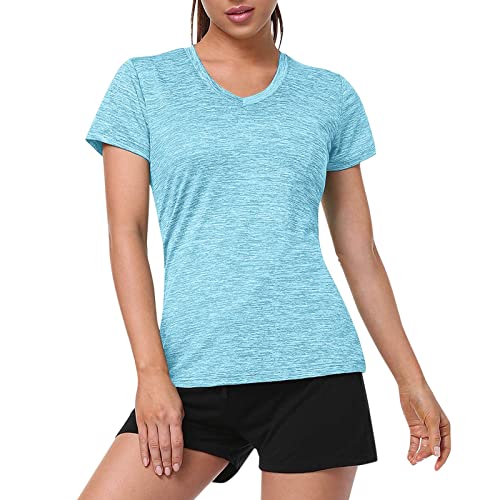 Camiseta Deportiva para Mujer, Holgada, Manga Corta, Cuello... - Sports & Fitness Amazon Espagne à 2.39€
