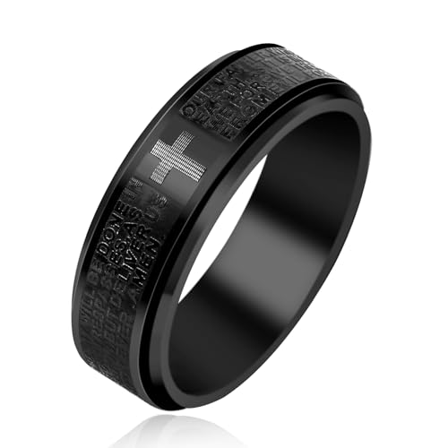 Uloveido Anello da uomo con croce e preghiera del Signore... - Bijoux & Montres Amazon Italie à 5.91€