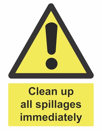 Clean Up All Spillages Immediately Warning Sign Adhesive... - Fournitures Bureau en promo à 1.99€
