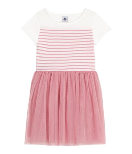 Petit Bateau Mädchen Kurzarmkleid A0dim, Weiß/Rosa, 4 Jahre - Amazon Allemagne à 24.74€
