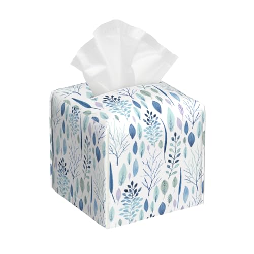 POIUBLE Taschentuchbox-Halter, Aquarell, blaue Blätter... - Maison & Cuisine en promo à 7.51€