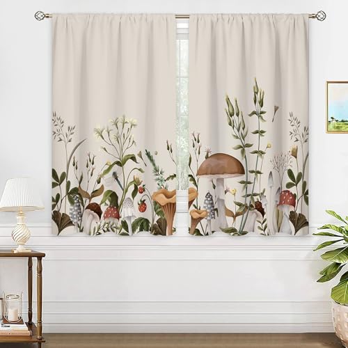 oolygoo Vintage-Pilz-Fenstervorhänge, Blätter, botanische... - Maison & Cuisine Amazon Allemagne à 27.11€