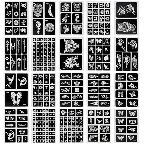 VEGCOO 20 Feuilles Pochoirs de Tatouage, Modèle... - Beauté & Parfums en promo à 8.99€