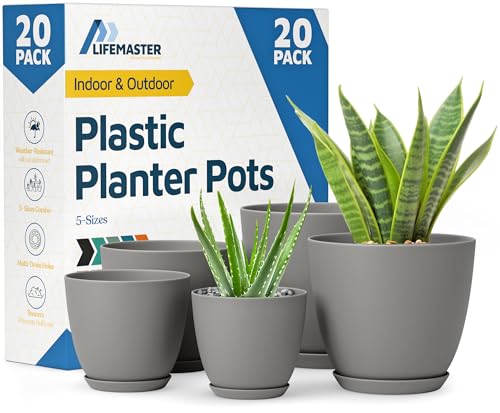 Lifemaster Planter Pots with Drainage Holes - Lightweight... - Garden & Outdoor Amazon UK à 20.62€