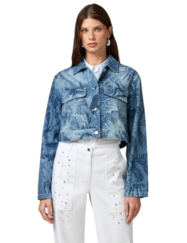 Oltre: Giubbotto Corto in Denim Stampato Azzurro. 50... - Mode & Vêtements Amazon Italie à 23.79€