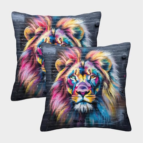 Cushion Covers Lion Pack of 2 Square Decorative Throw... - Maison & Cuisine en promo à 14.99€