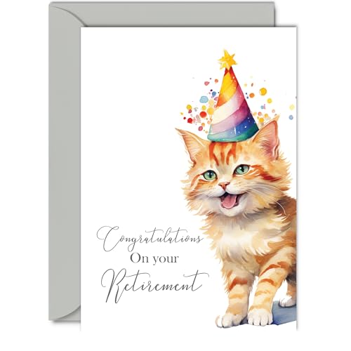 Retirement Card - Party Cat Kitten - Leaving Cards for... - Auto & Moto Amazon Royaume-Uni à 2.70€