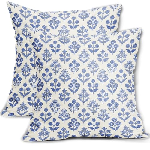 Blaue Kissenbezüge mit Blumenmuster, 45,7 x 45,7 cm, 2... - Maison & Cuisine en promo à 0.60€