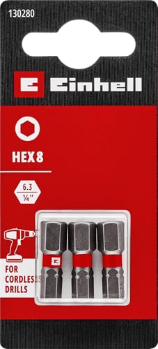Einhell Lot de 3 embouts standard 25 mm Hex 8 (chrome... - Bricolage & Outils en promo à 6.50€