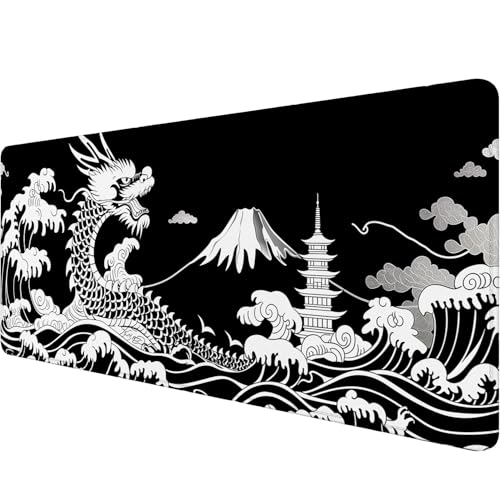 Dragon Desk Mat Gaming Mouse Pad Black White Japanese Sea... - High-Tech & Électronique Amazon Royaume-Uni à 2.00€