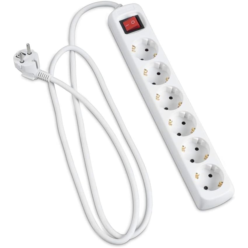 Ciabatta tedesca a 6 vie con interruttore, 1,5 m, 3G, 1,5... - Sports & Fitness Amazon Italie à 6.81€