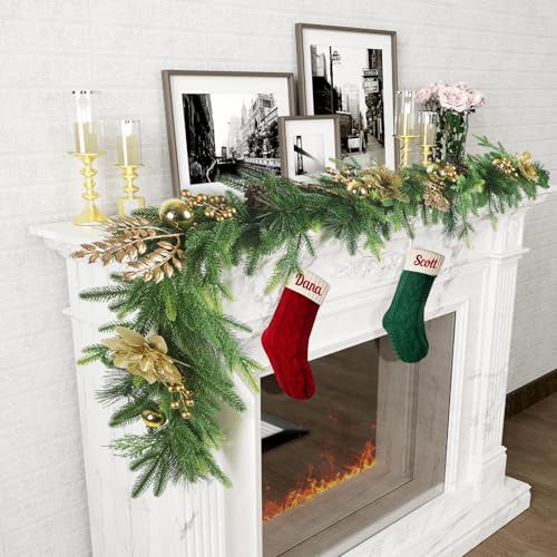 Norfolk Pine Garlands with Gold Flowers, 6Ft Artificial... - Maison & Cuisine Amazon Royaume-Uni à 12.06€
